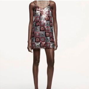 NWT Zara Festive Geometric Mini Dress